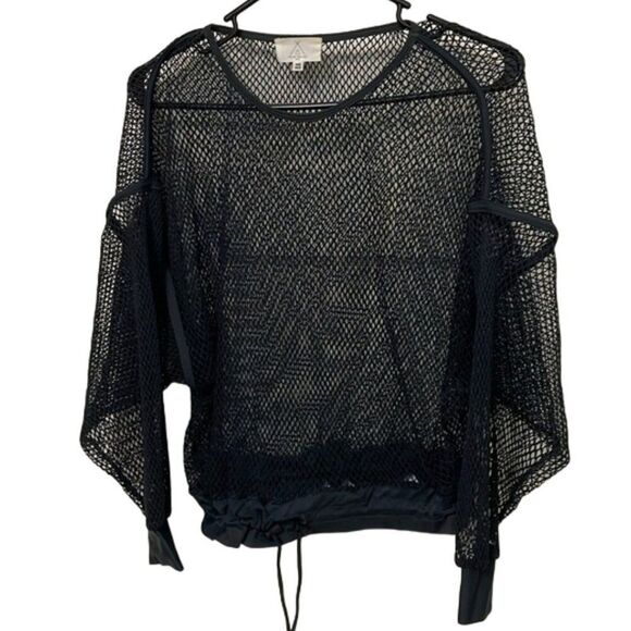 Tribe Kelley Black Fishnet Mesh Pullover Top Shirt Womens One Size - Picture 1 of 11